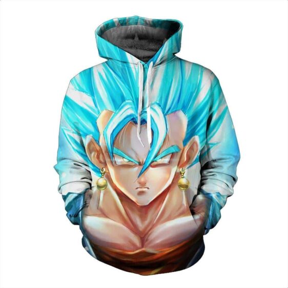 DBZ Goku God Saiyan Blue SSGSS Potara Fusion Design Pocket Hoodie - Saiyan Stuff