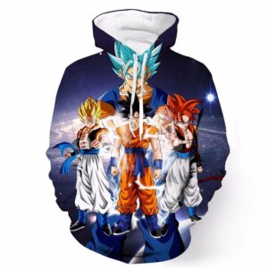 DBZ Goku Gogeta Gohan Super Saiyan Blue God Potala Thunder Galaxy Design Hoodie - Saiyan Stuff