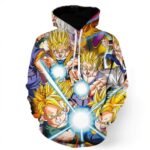 DBZ Goku Gohan Goten Super Saiyan Kamehameha Color Design Hoodie