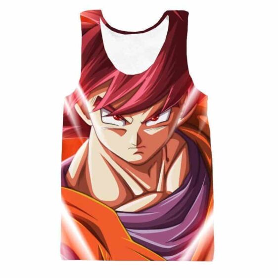 DBZ Pissed Red Haired Son Goku God Mode 3D Tank Top - Saiyan Stuff