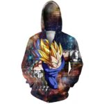 DBZ Super Saiyan Prince Vegeta Space Galaxy 3D Zip Up Hoodie - Saiyan Stuff
