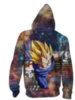 DBZ Super Saiyan Prince Vegeta Space Galaxy 3D Zip Up Hoodie - Saiyan Stuff