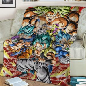 Dragon Ball Broly Vegeta Goku Gogeta Frieza Awesome Collage Blanket