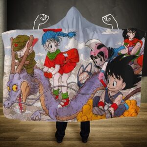 Dragon Ball Classic Goku Chi-Chi With Friends Hooded Blanket