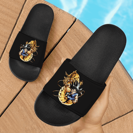 Dragon Ball GT Kid Goku Dragon Fist Dope Black Slide Footwear