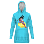 Dragon Ball GT Kid Goku In Blue Costume Bubbly Blue Hoodie Dress