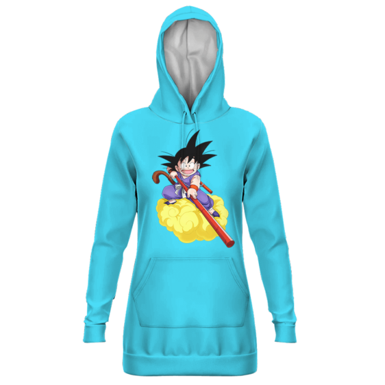 Dragon Ball GT Kid Goku In Blue Costume Bubbly Blue Hoodie Dress