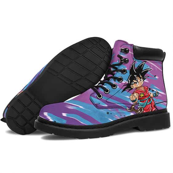 Dragon Ball Kid Goku Purple Blue Artwork Combat Boots