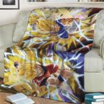 Dragon Ball Majin Vegeta Son Goku Dokkan Art SSJ2 Throw Blanket