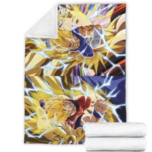 Dragon Ball Majin Vegeta Son Goku Dokkan Art SSJ2 Throw Blanket
