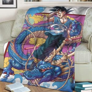 Dragon Ball Son Goku Kakarot Blue Shenron Cool Fleece Blanket