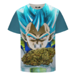 Dragon Ball Stoned SSJ Blue Vegeta Marijuana Nug Cool T-shirt