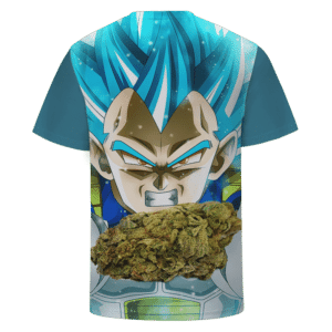 Dragon Ball Stoned SSJ Blue Vegeta Marijuana Nug Cool T-shirt