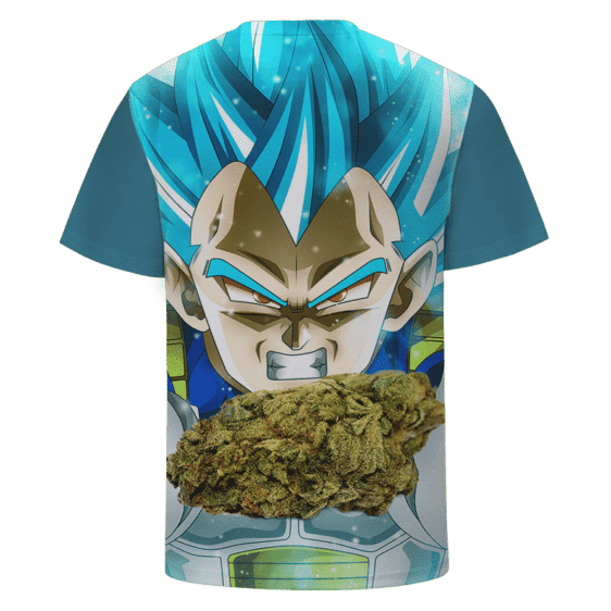 Dragon Ball Stoned SSJ Blue Vegeta Marijuana Nug Cool T-shirt