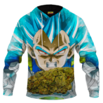 Dragon Ball Stoned Super Saiyan Blue Vegeta Marijuana Nug Cool Hoodie