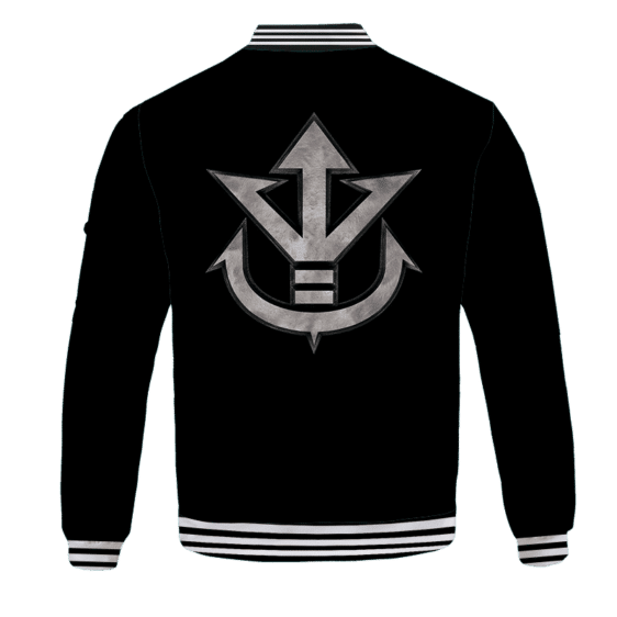 Dragon Ball Super Saiyan Crest Metallic Logo Black Bomber Jacket