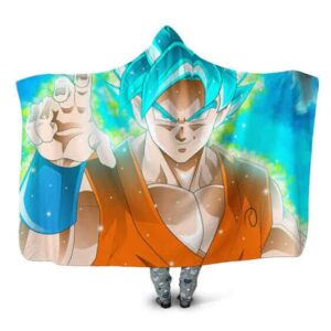 Dragon Ball Super Saiyan God Goku Fight Stance Hooded Blanket