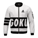 Dragon Ball Super Saiyan Goku Adidas Inspired Bomber Jacket