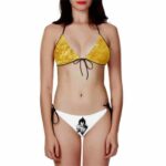 Dragon Ball Vegeta Middle Finger Gucci Gold Bikini Swimsuit