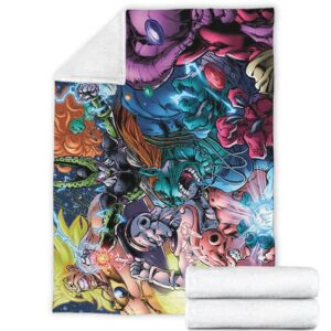 Dragon Ball Villains Cell Buu Frieza Broly Comic Style Artwork Fleece Blanket