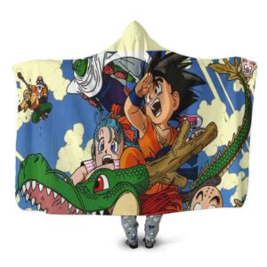 Dragon Ball Young Goku Ride Dragon With Friends Hooded Blanket