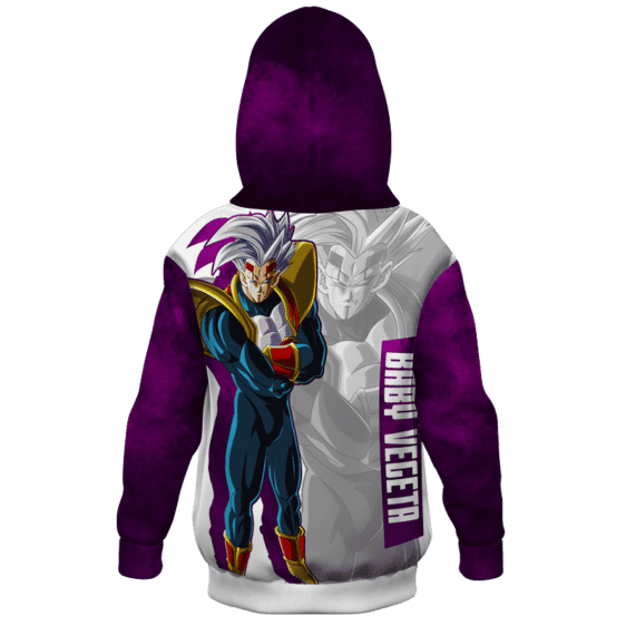 Dragon Ball Z Baby Vegeta Awesome Art White Purple Kids Hoodie Back