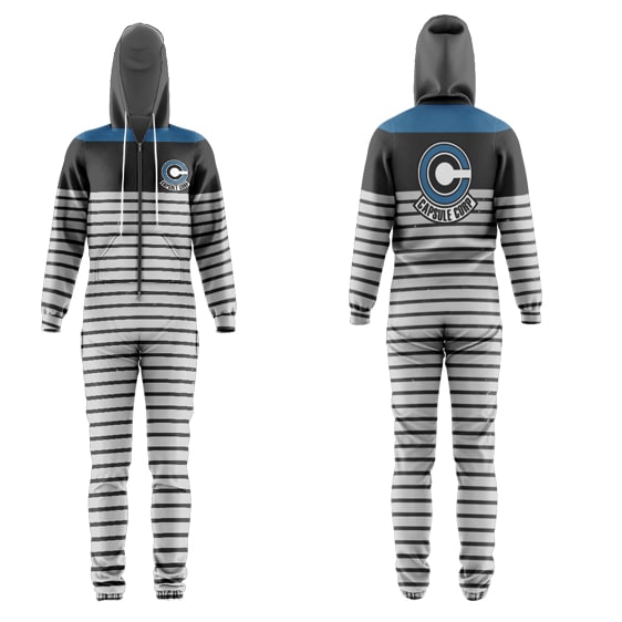 Dragon Ball Z Capsule Corp Striped Adult Onesie