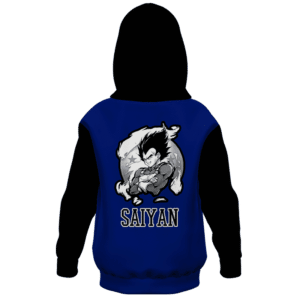 Dragon Ball Z Classic Vegeta Black Blue Kids Hoodie Back