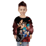 Dragon Ball Z Dokkan Goku Vegeta Trunks Red Kids Sweatshirt
