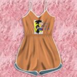 Dragon Ball Z Goku And Chichi Peeking From Side Orange Romper