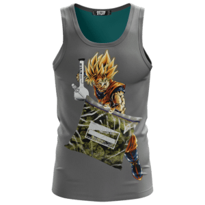 Dragon Ball Z Goku Holding Bong And Bag Of Weed Dope Gray Tank Top
