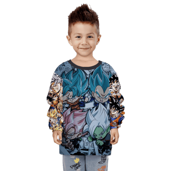 DBZ Goku Kakarot Chibi Comic Art Saiyan Children's Sweater