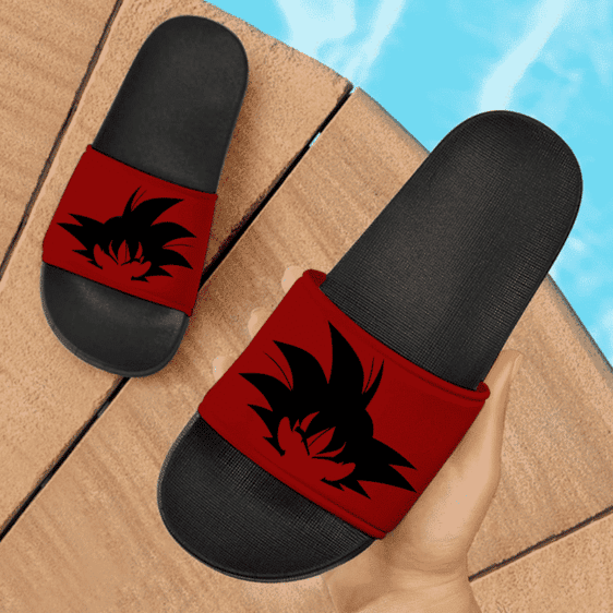 Dragon Ball Z Goku Silhouette Dark Red Awesome Slide Slippers