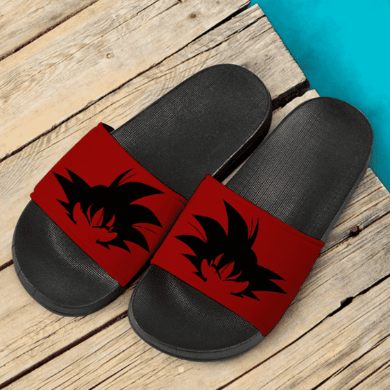 Dragon Ball Z Goku Silhouette Dark Red Awesome Slide Slippers