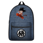 Dragon Ball Z Kid Goku Kanji Symbol Denim Style Backpack