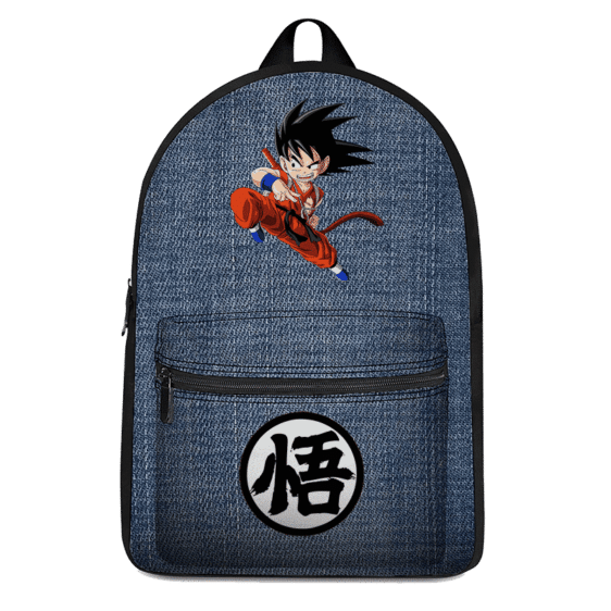 Dragon Ball Z Kid Goku Kanji Symbol Denim Style Backpack