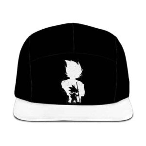 Dragon Ball Z Kid Goku Vegeta Silhouette Minimalist Black White 5 Panel Hat