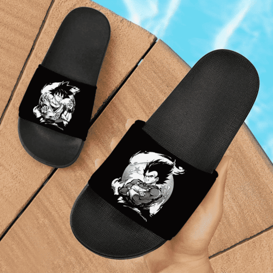 Dragon Ball Z Son Goku And Vegeta Black Dope Slide Slippers