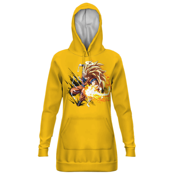 Dragon Ball Z Son Goku Super Saiyan 3 Yellow Hoodie Dress