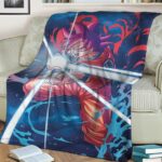 Dragon Ball Z Son Goku Super Saiyan Red Kamehameha Throw Blanket