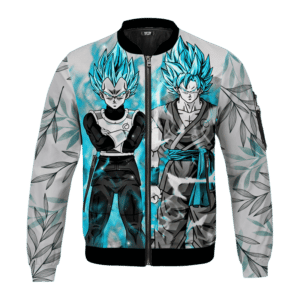 Dragon Ball Z Super Saiyan Blue Vegeta Goku Leafy Chill Bomber Jacket