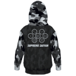 Dragon Ball Z Supreme Saiyan Black White Camo Kids Hoodie