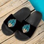 Dragon Ball Z Vegeta Super Saiyan Blue Vectorized Art Black Slide Slippers