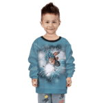 Dragon Ball Z Vegito Attack Gray Teal Washed Kids Sweatshirt