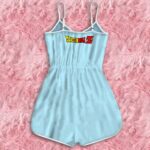 Dragon Ball Z Videl Sky Blue Lavander Text Cool Romper