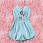 Dragon Ball Z Videl Sky Blue Lavander Text Cool Romper