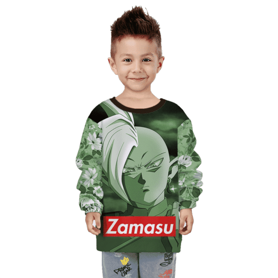 Dragon Ball Zamasu Floral Supreme Cool Green Kids Sweatshirt