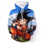 Dragon Ball Anime Angry Kid Goku Sky Clouds Blue 3D Hoodie - Saiyan Stuff - 1