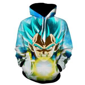 Dragon Ball Blue Vegeta Super Saiyan God Kamehameha Wave Hoodie