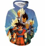 Dragon Ball Classic Goku Trunks Vegeta Blue Vintage 3D Hoodie - Saiyan Stuff